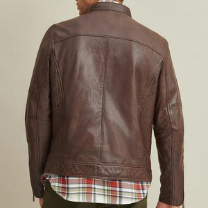 Mens Brown Leather Motorbike Jacket