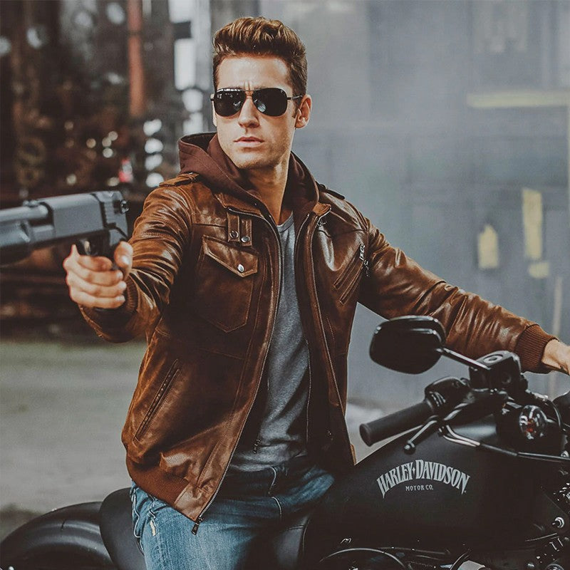 Motorcycle Leather Jacket for Men