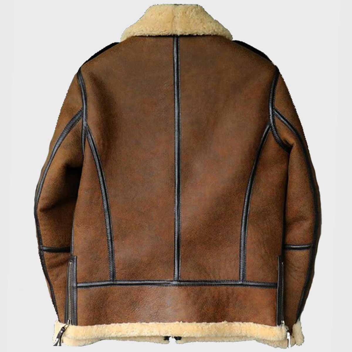 Mens Brown Shearling B3 Aviator Jacket