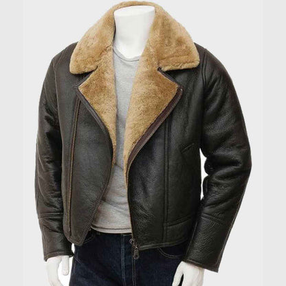 Mens Brown Shearling Leather Jacket