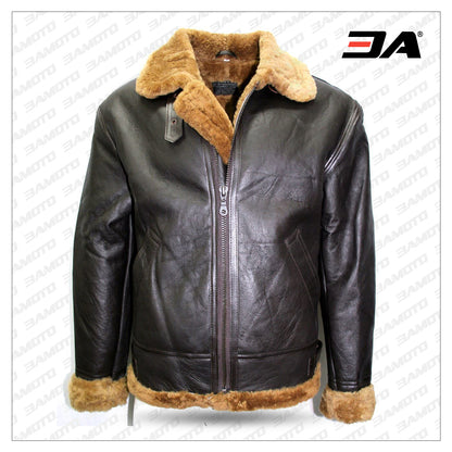 Men's Brown B3 Shearling Aviator Jacket - Flying Jacket