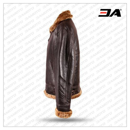 Men's Brown B3 Shearling Aviator Jacket - Flying Jacket