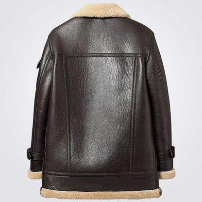 Mens Brown Sheepskin Shearling Long Coat