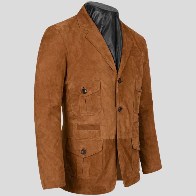 Mens Brown Suede Leather Blazer