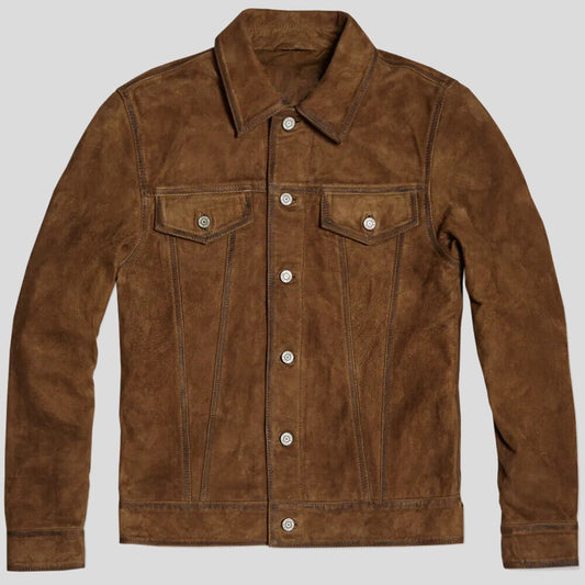 Mens Brown Suede Leather Rider Jacket - Fashion Leather Jackets USA - 3AMOTO