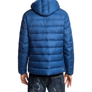 Mens Casual Blue Winter Hooded Puffer Jacket