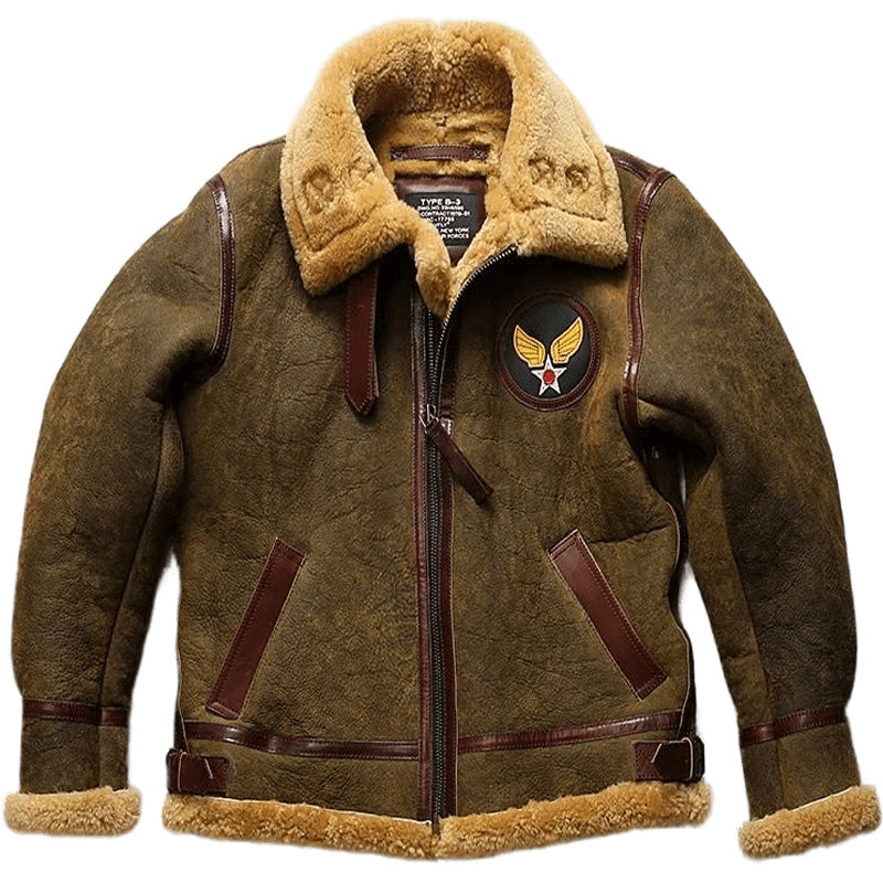 Mens Classic Air Force B3 Shearling Fur Jacket Coat