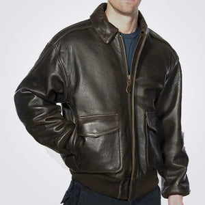 Men's Classic Lambskin Brown A2 Flying Leather Jacket
