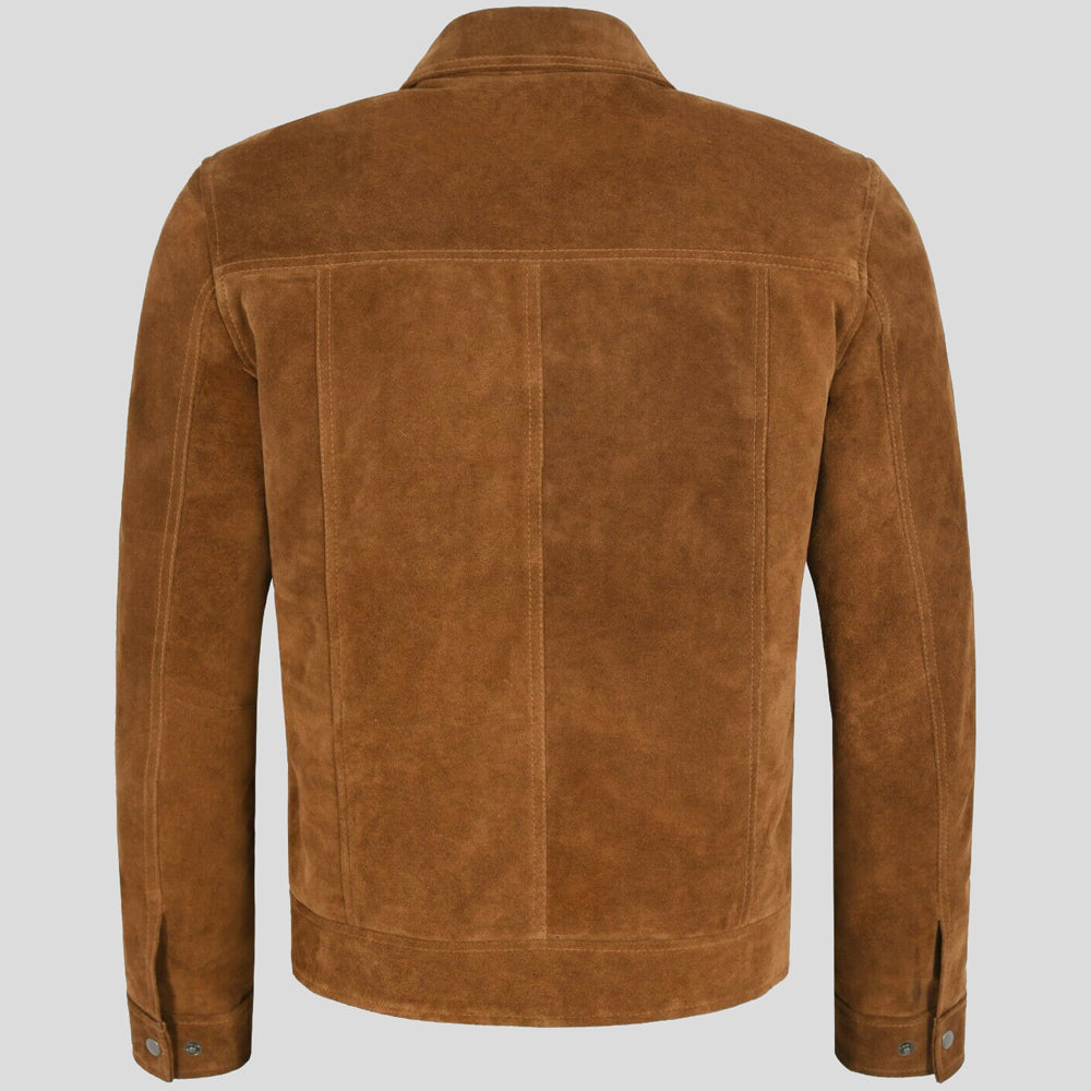 Mens Classic Tan Suede Jacket Back