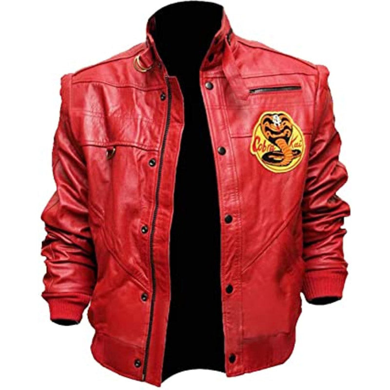 Mens Cobra Kai The Karate Kid Johnny Lawrence Real Biker Leather jacket