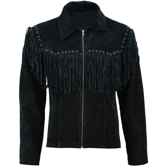 Mens Cowboy Jacket With Fringe Tassels - Fashion Leather Jackets USA - 3AMOTO