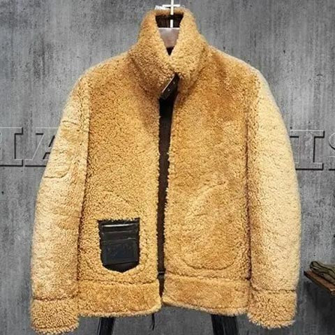 Men's Dark Brown Flying B3 Aviator Shearling Bomber Jacket Coat