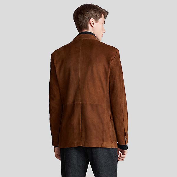 Mens Dark Brown Suede Leather Blazer Back