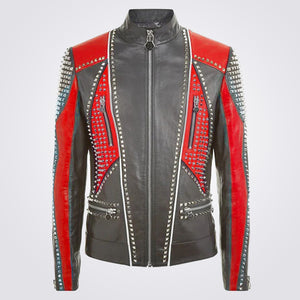 Men's Designer Leather Jacket with Studs