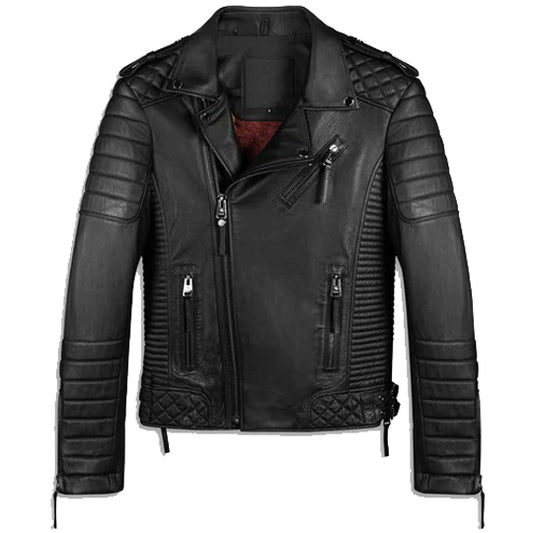 Men's Distressed Leather Biker Jacket - Fashion Leather Jackets USA - 3AMOTO