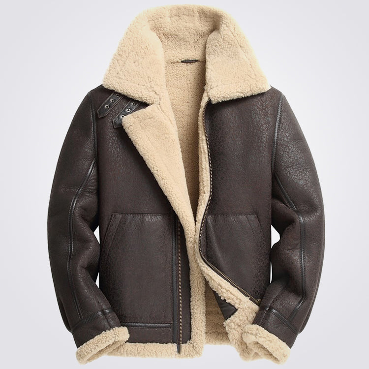 Mens Distressed RAF Sheepskin Aviator Jacket Coat