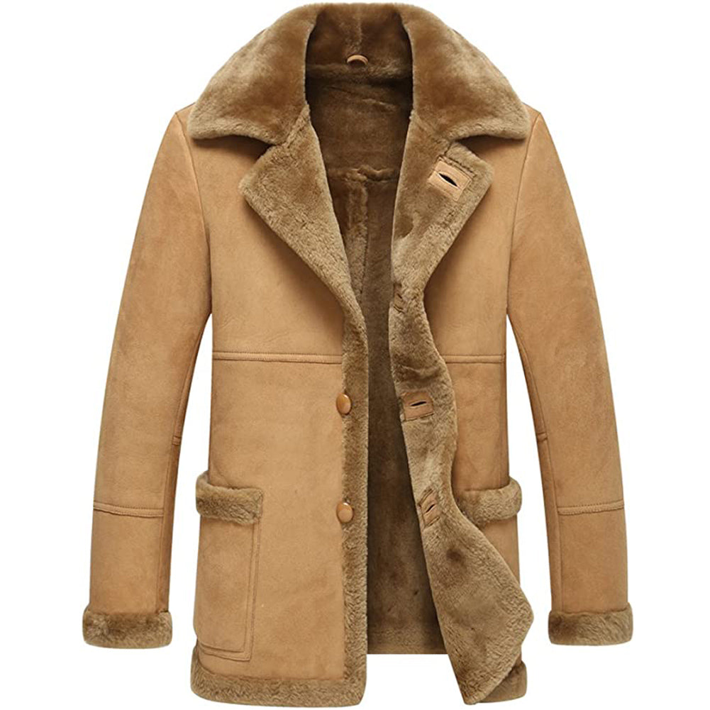 Men's Fashion Shearling Coat Genuine Sheepskin Jacket