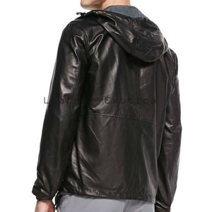 Mens Fashion Wear Hooded Black Leather Jacket