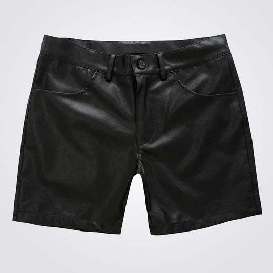 New Shorts Mens Black Leather Hot Pants - Fashion Leather Jackets USA - 3AMOTO
