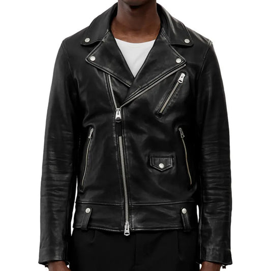 Mens Genuine Leather Moto Racer Jacket - 3amoto shop