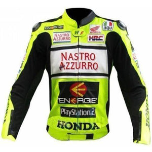 Mens Green Honda Nastro Motorcycle Race Leather Jacket