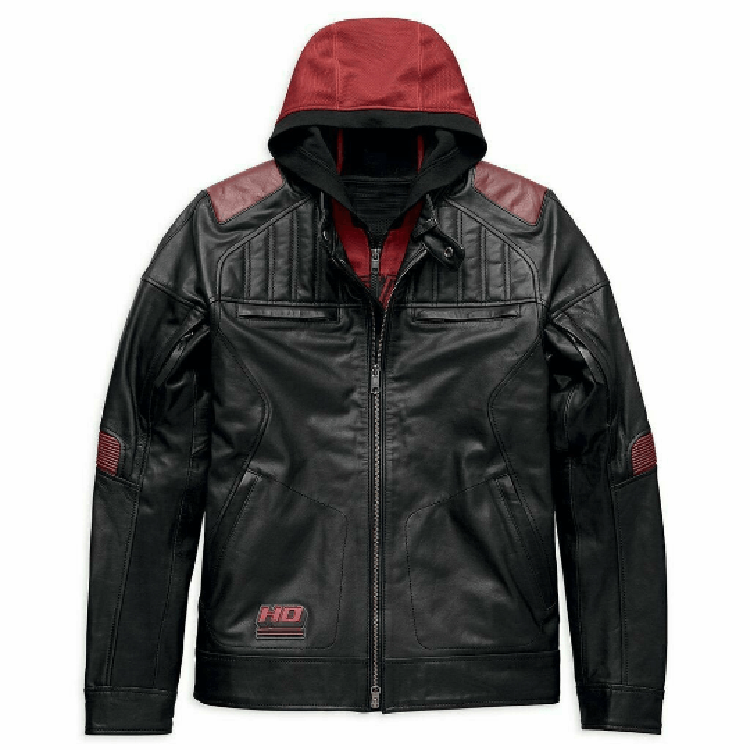 Mens Harley Davidson Motorcycle Leather Jacket with Donhill Hoodie