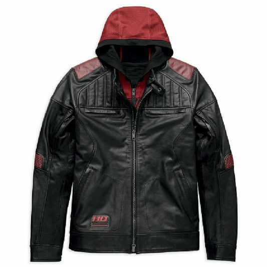 Mens Harley Davidson Motorcycle Leather Jacket with Donhill Hoodie - Fashion Leather Jackets USA - 3AMOTO