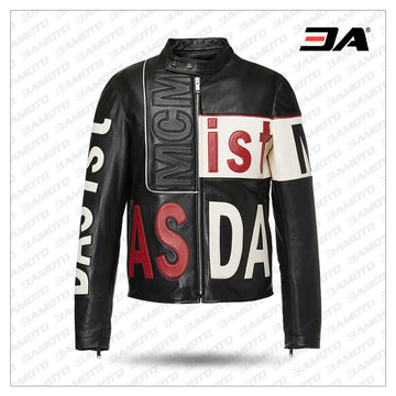 Dsquared2 Floral-Print Biker Jacket with Leather Details men