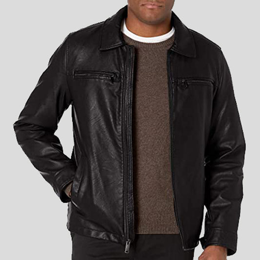 Mens James Faux Leather Jacket - Fashion Leather Jackets USA - 3AMOTO