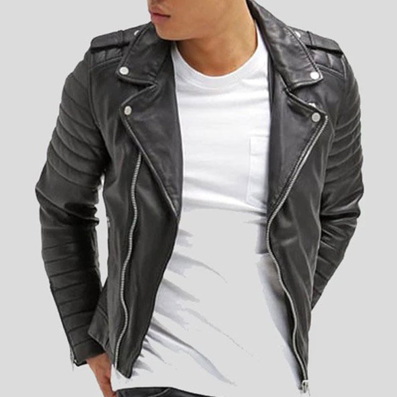 Mens Leather Biker Jacket