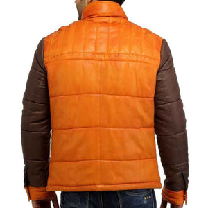 Mens Leather Puffer Jacket