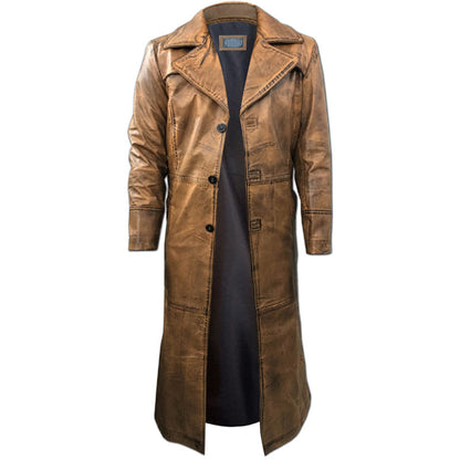 Mens Leather Trench Coat