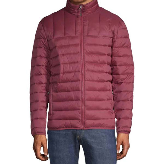 Mens Maroon Down Jacket - Fashion Leather Jackets USA - 3AMOTO