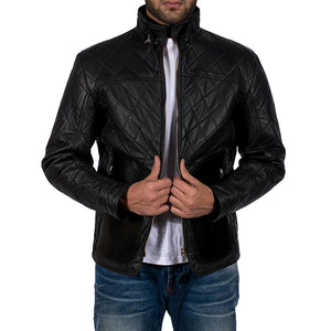Mens Mate Black Quilted Leather Jacket
