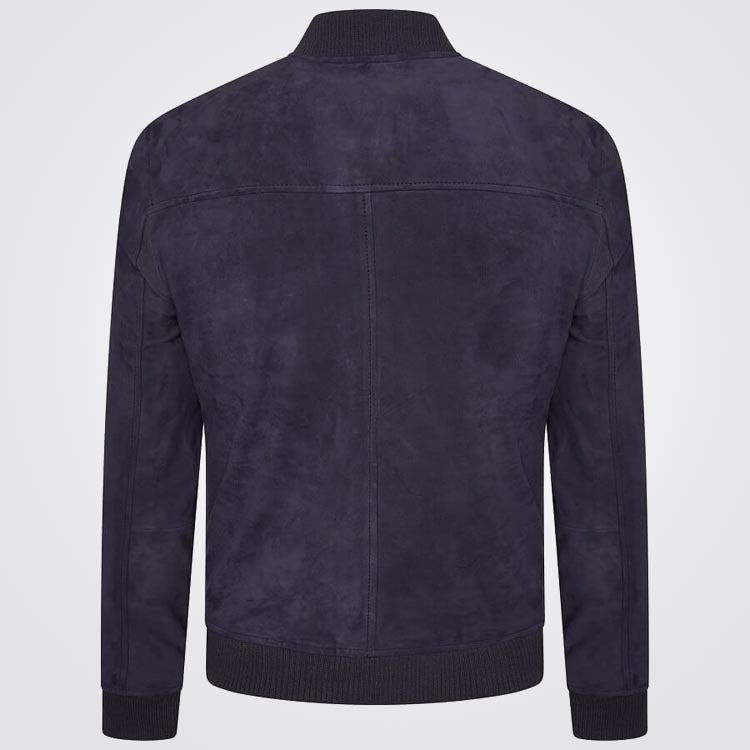 Men’s Navy Suede Bomber Jacket