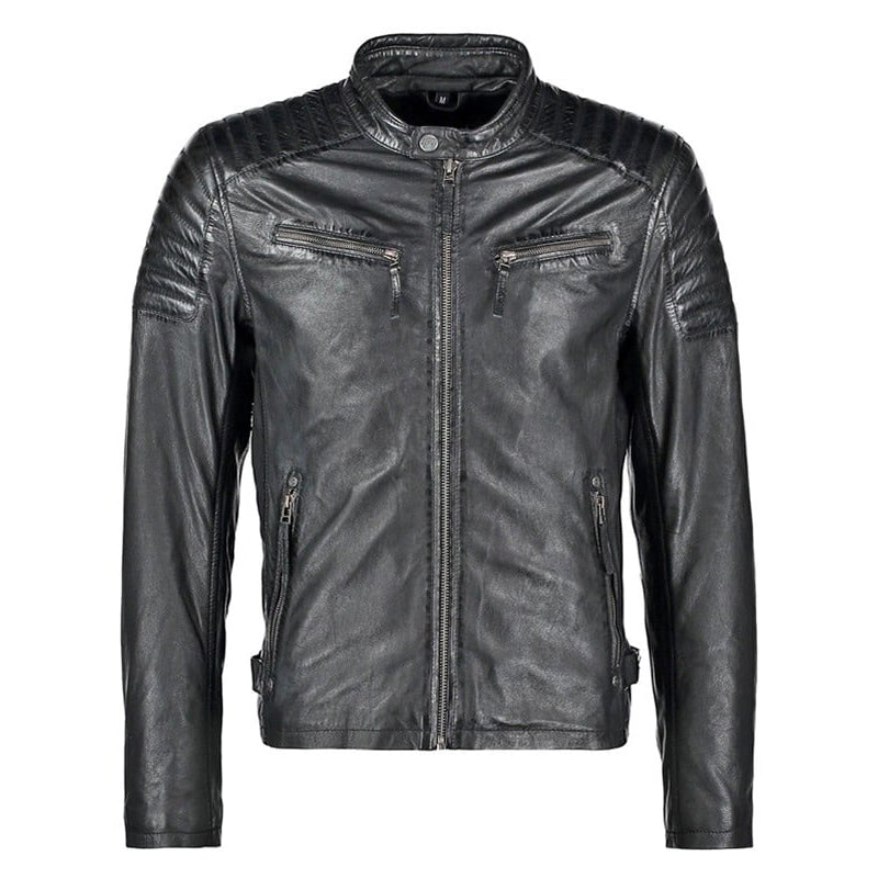 Black Biker Leather Jacket for Men