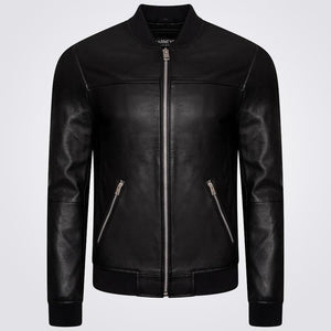 Men's Real Leather Bomber Jacket