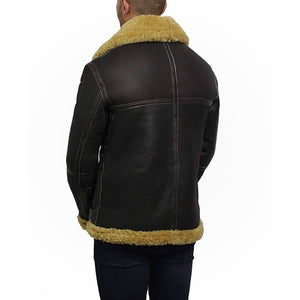 Mens Real Shearling Sheepskin Leather Jacket 07