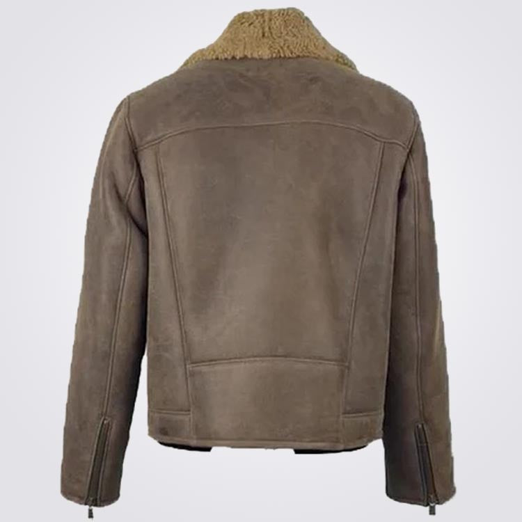 Mens Shearling Biker Jacket in Brown