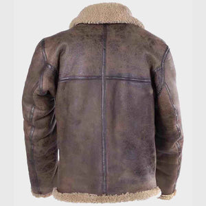 Mens Shearling Brown Distressed Leather Jacket