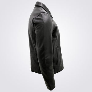 Men’s Smart Black Leather Harrington Jacket