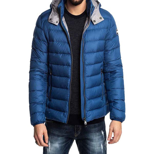 Mens Stylish Blue Puffer Winter Jacket - Fashion Leather Jackets USA - 3AMOTO