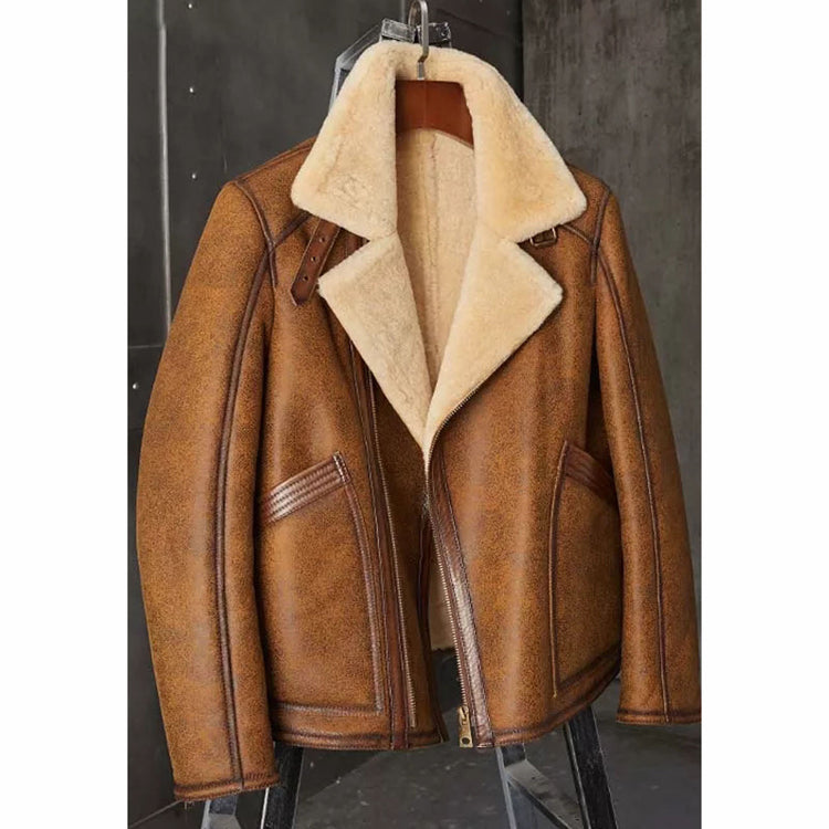 AFAAStore Men's Brown Shearling Jacket