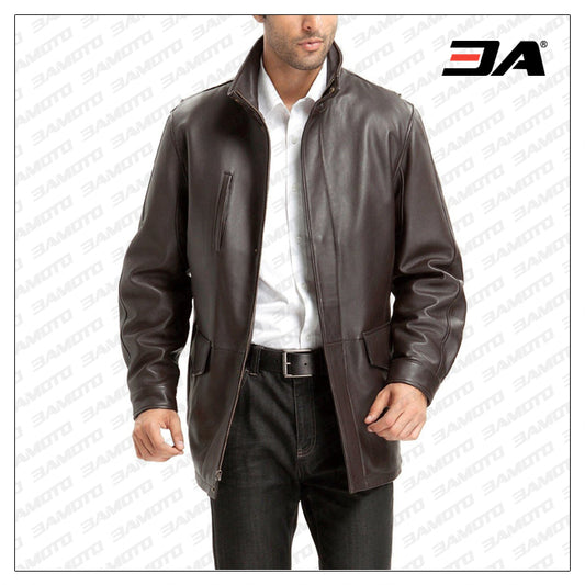 Cowhide Mens Thinsulate Filled Leather Coat - Fashion Leather Jackets USA - 3AMOTO