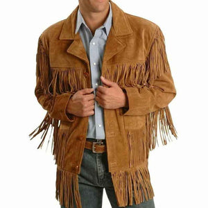 Mens Traditional Cowboy Western Leather Jacket