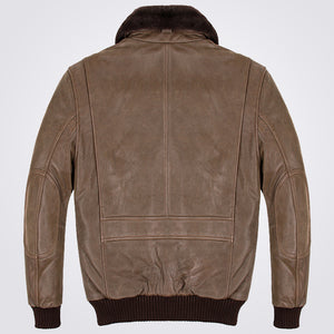 Men's Vintage Brown Leather Aviator Bomber Jacket