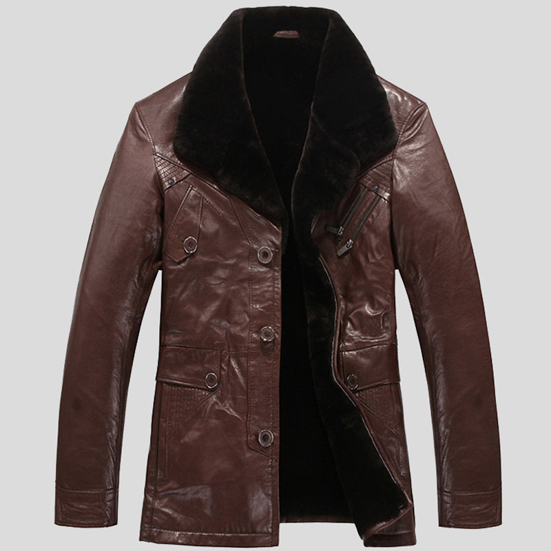 Mens Warm Fur Lined Sheepskin Shearling Coats