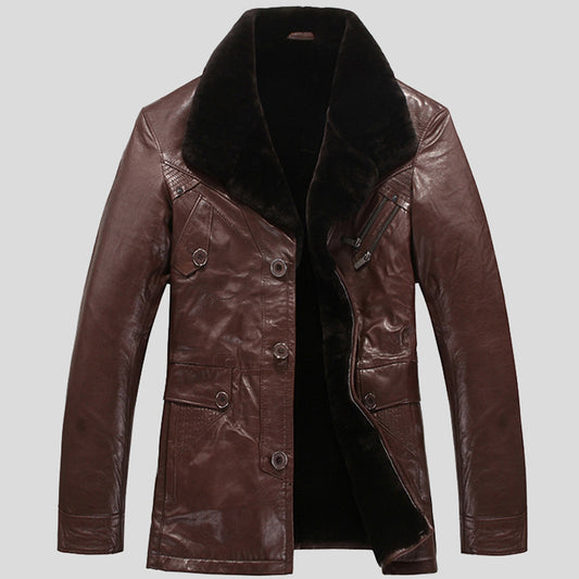 Mens Warm Fur Lined Sheepskin Shearling Coats - Fashion Leather Jackets USA - 3AMOTO