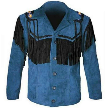 Mens Western Style Cowboy Jacket with Fringe