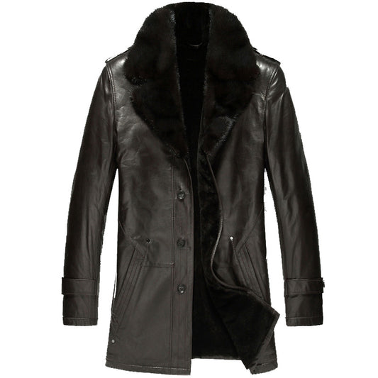 Men's Winter Fur Lined Shearling Sheepskin Coat - 3amoto shop